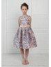 Peach And Lilac Jacquard Flower Girl Dress